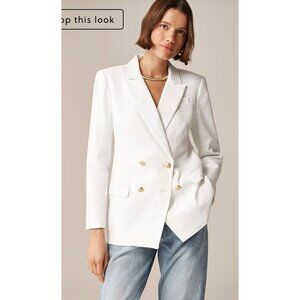 J.Crew $248 Tall Greta Blazer Stretch Linen Blend White Size T12 BX803